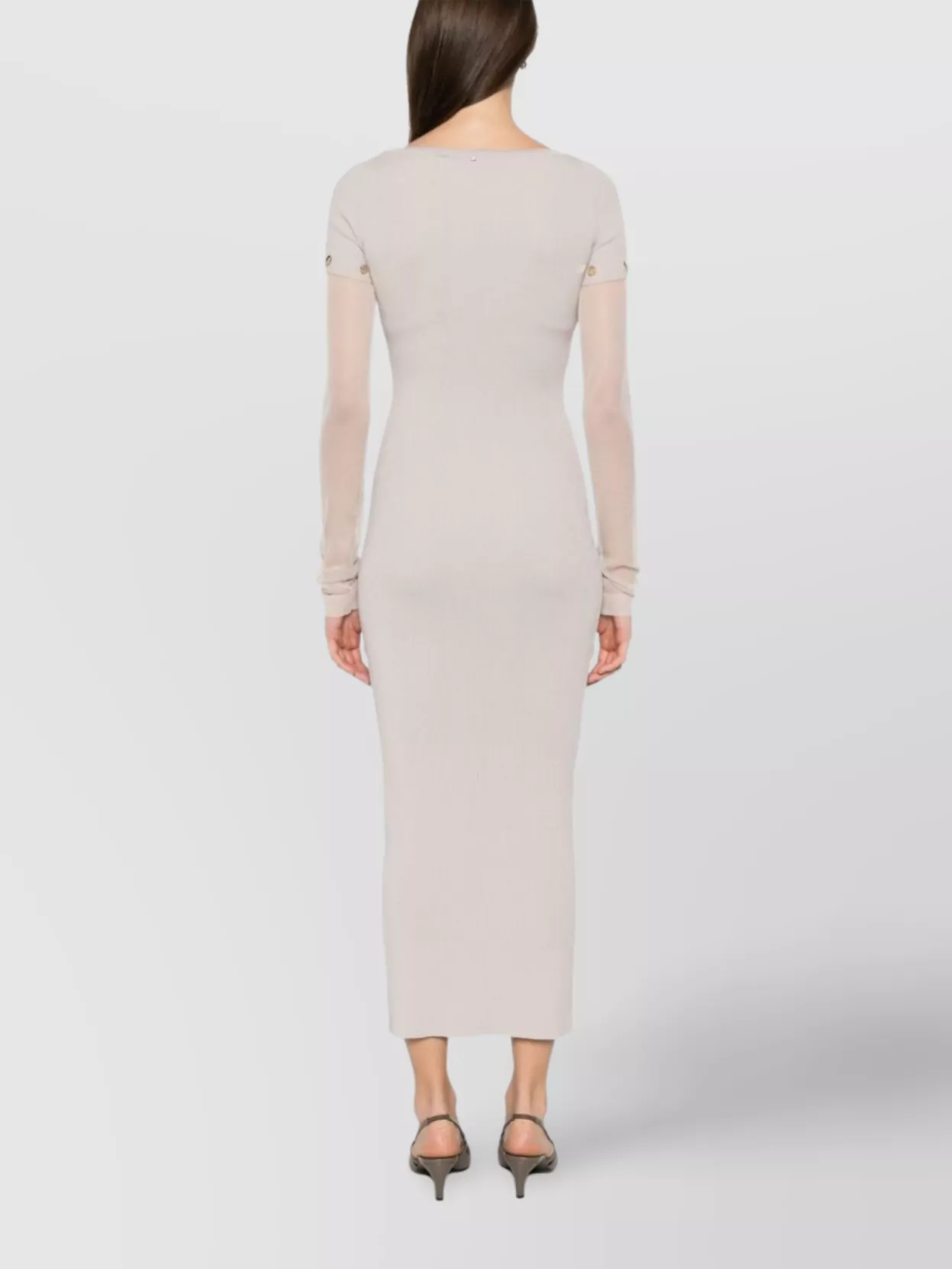 Sportmax Long Sleeve Boat Neck Dress With Ribbed Texture