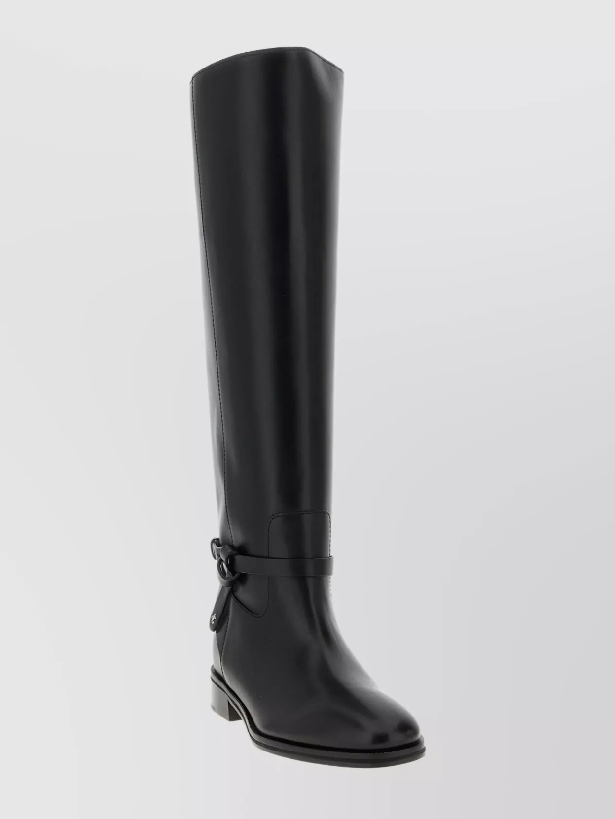 Jimmy Choo Knee-High Strap Detail Round Toe Boots