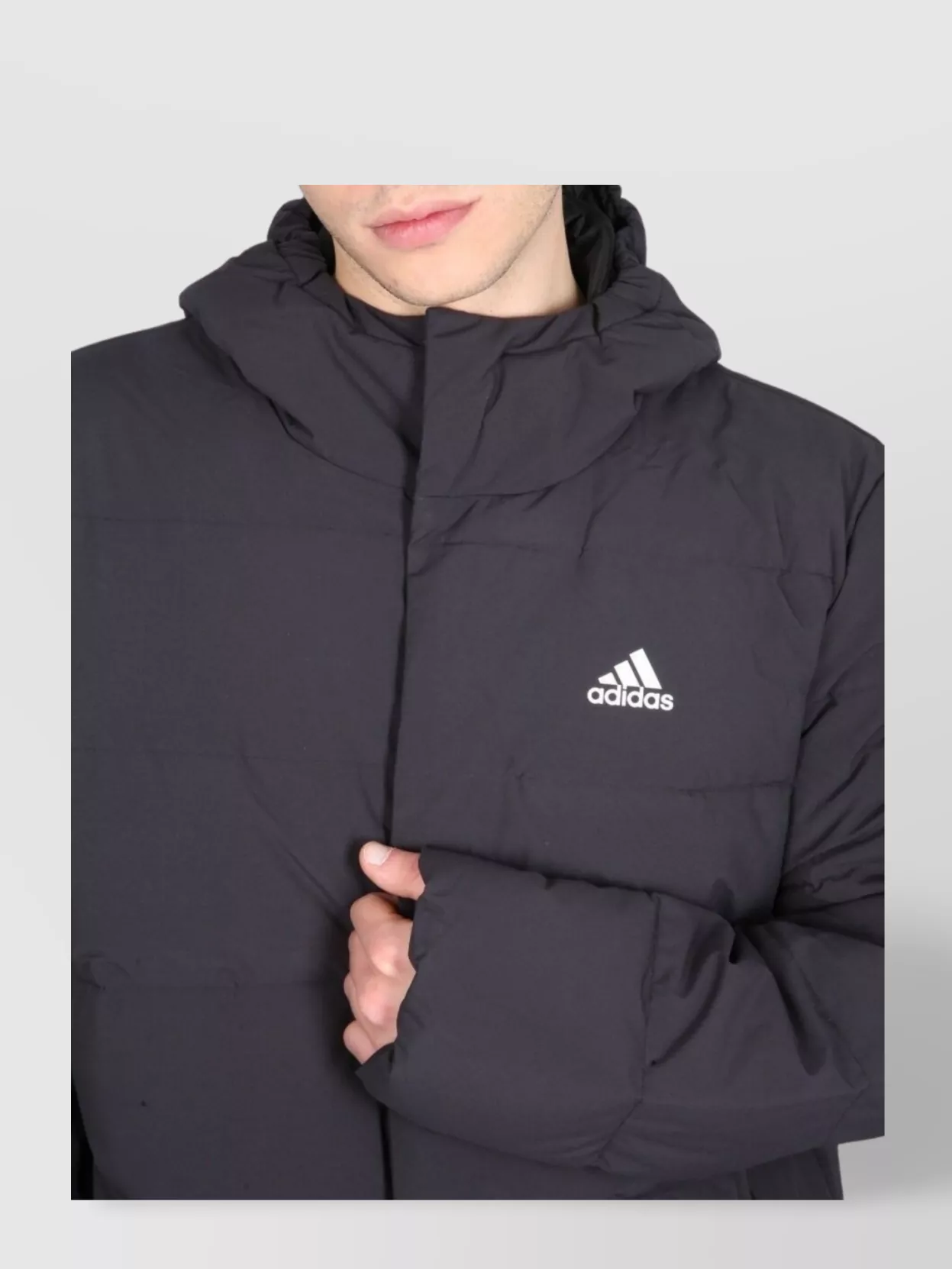 Adidas Originals Quilted Hooded Jacket Featuring Side Pockets