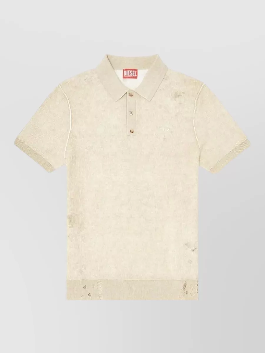 Diesel linen distressed short-sleeve polo shirt