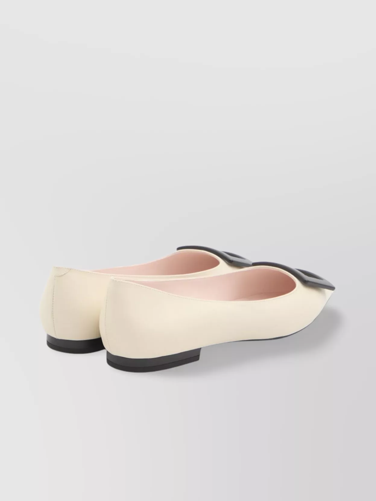Roger Vivier Pointed Leather Ballerina Flats With Square Buckle
