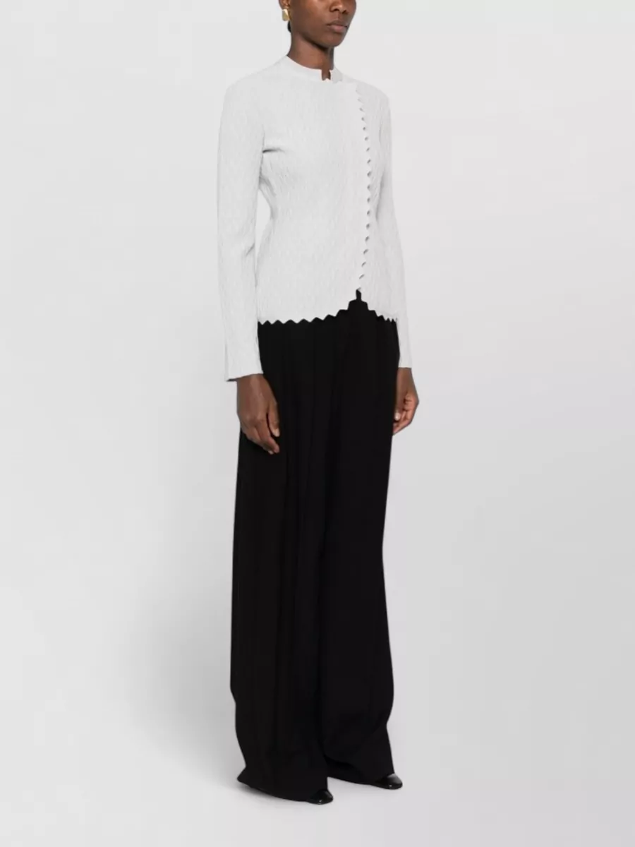 Emporio Armani Wave-Textured Asymmetric Zip Knitted Jacket