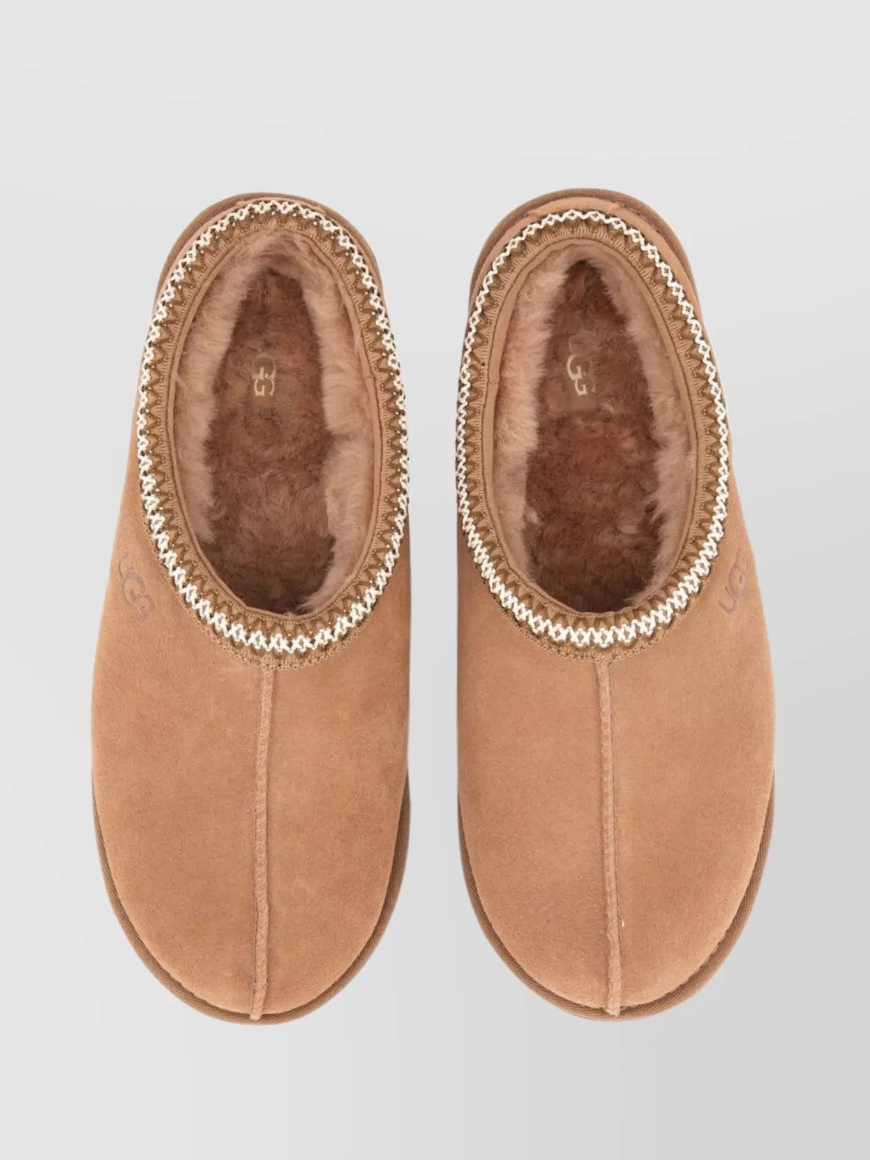 Ugg Round Toe Embroidered Trim Slippers