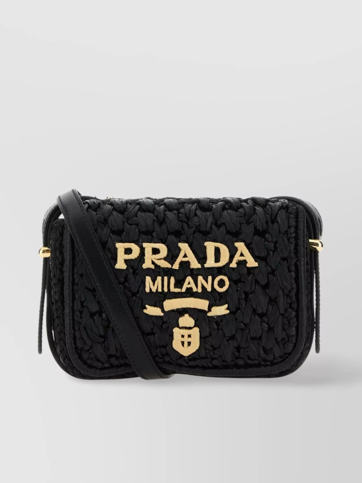 Shop Prada Braided Design Raffia Crossbody Bag