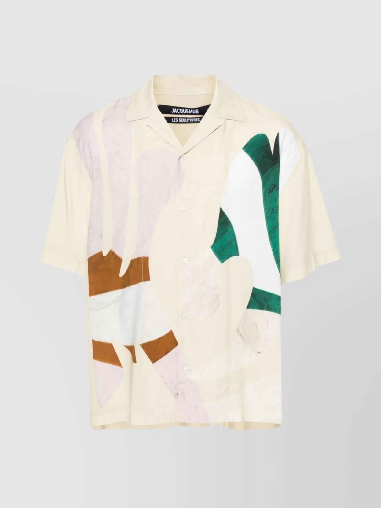 Shop Jacquemus Abstract Print Camp Collar Shirt