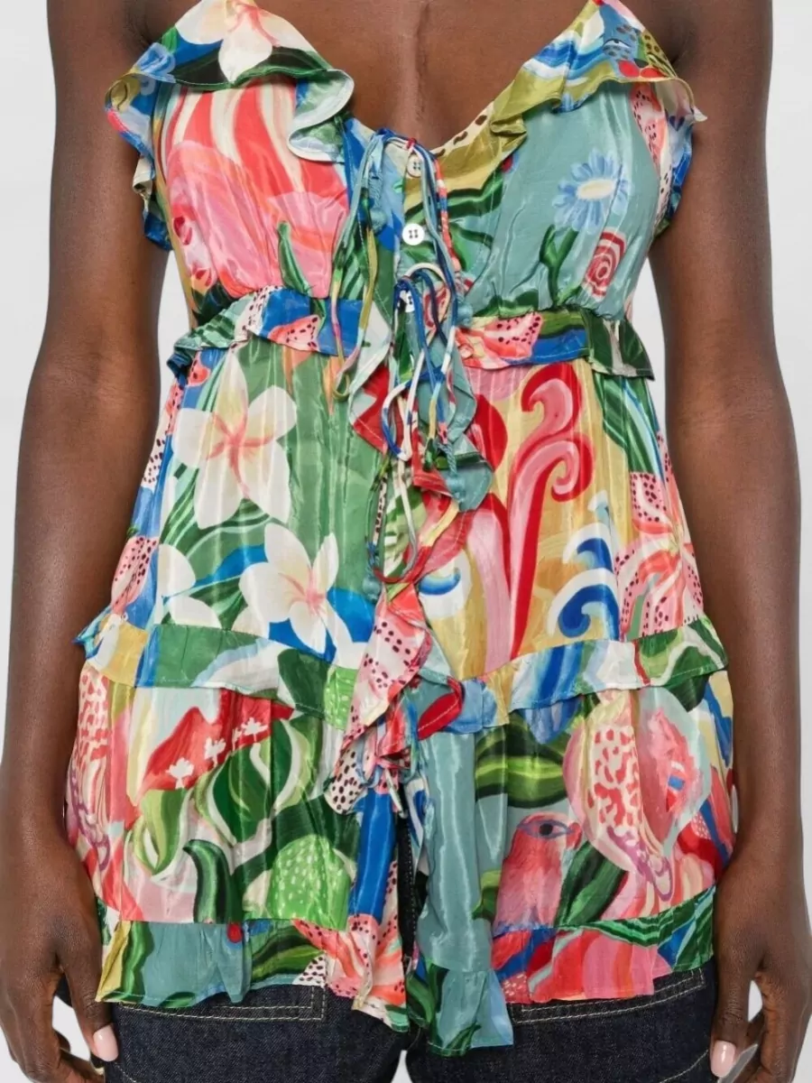 Farm Rio Garden Of Life Ruffled Blouse