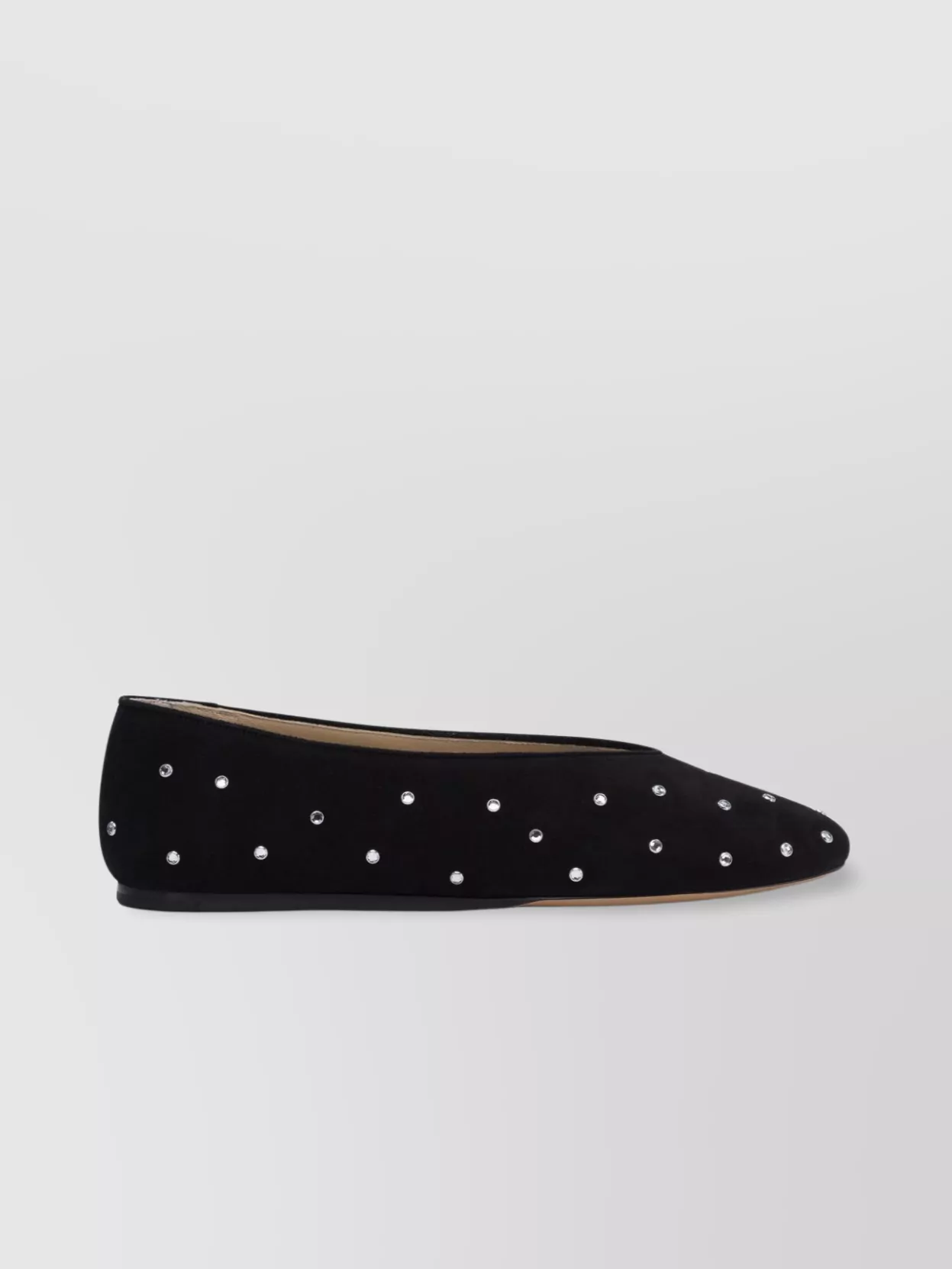 Shop Le Monde Beryl Studs Suede Ballerina Shoes
