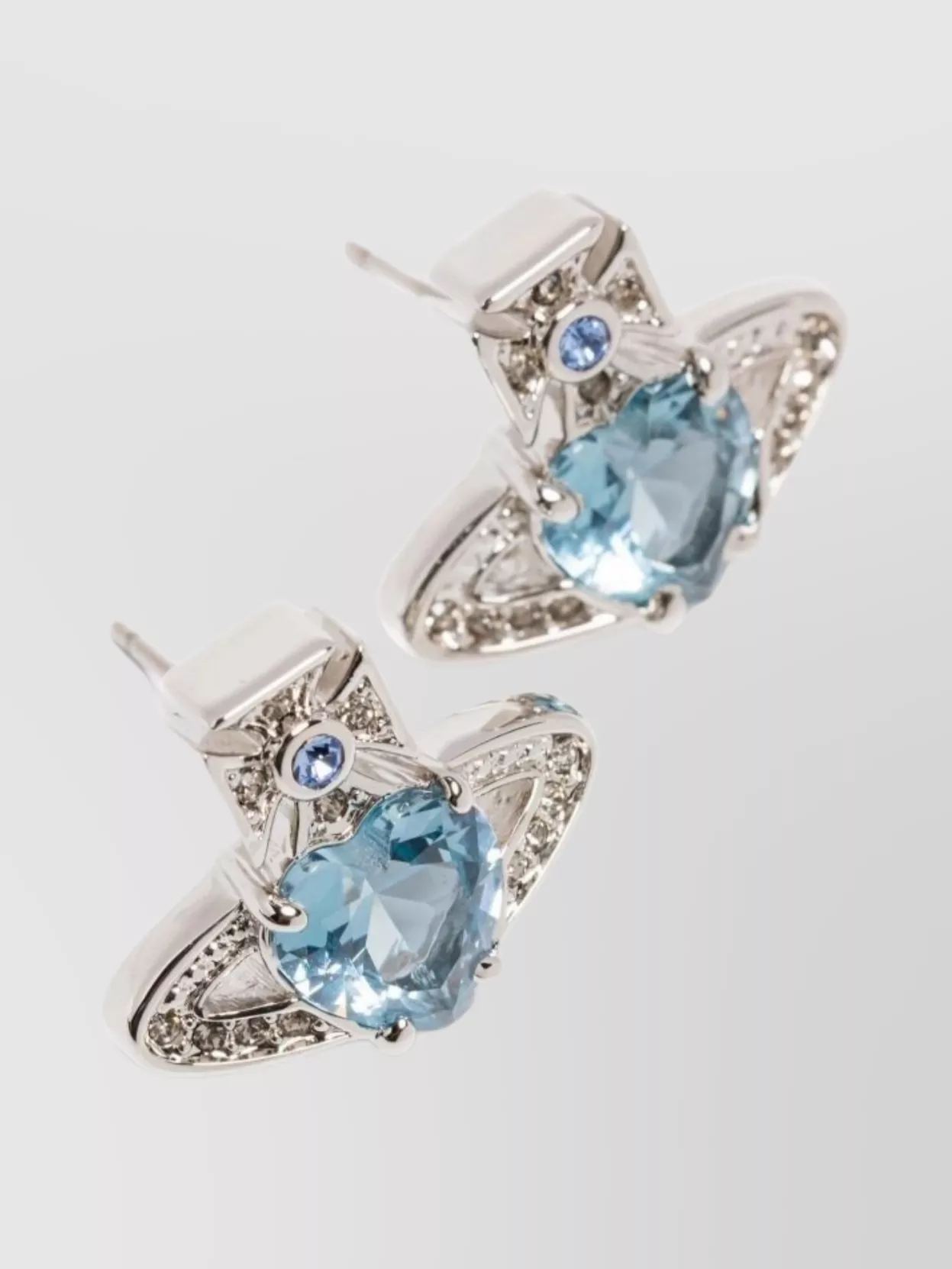 Vivienne Westwood Gemstone Heart Stud Earrings With Crystal Embellishments