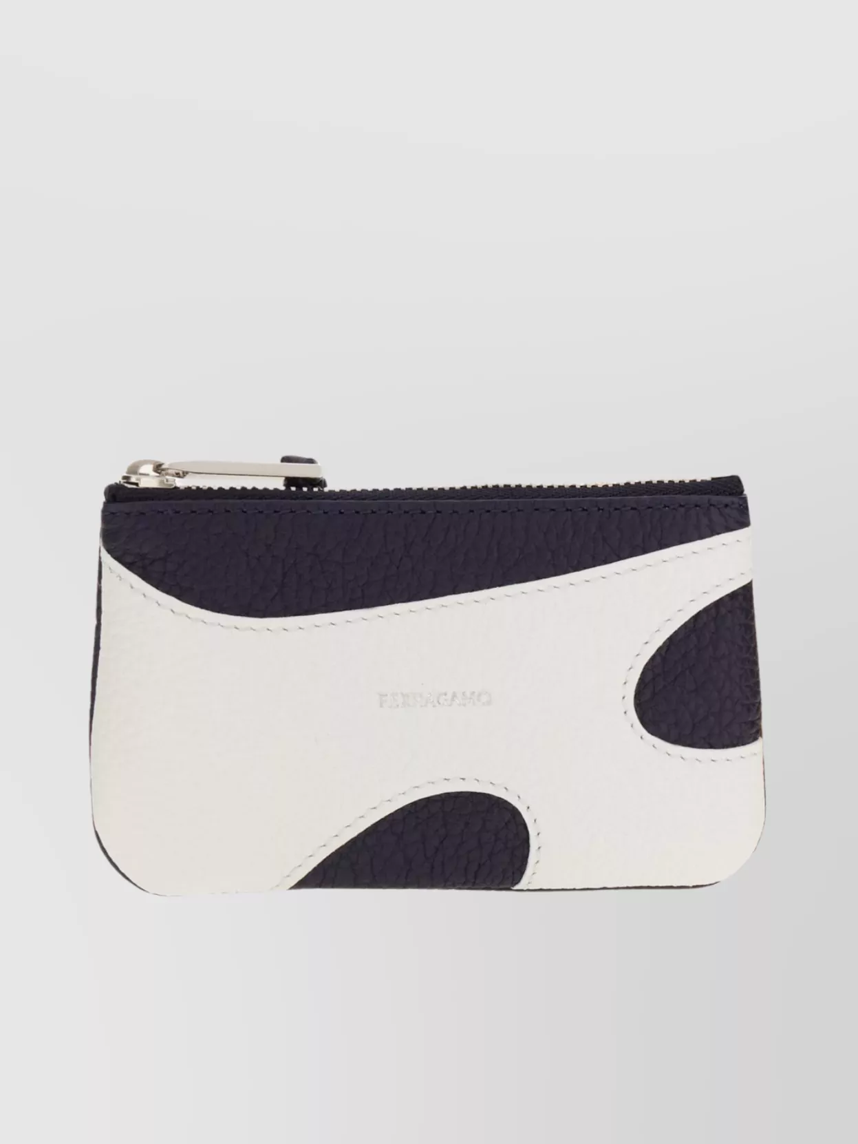 Ferragamo Textured Leather Card Holder Two-Tone Design