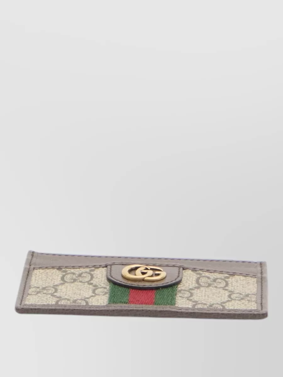 Gucci Ophidia Gg Stripe Coated Fabric Card Holder
