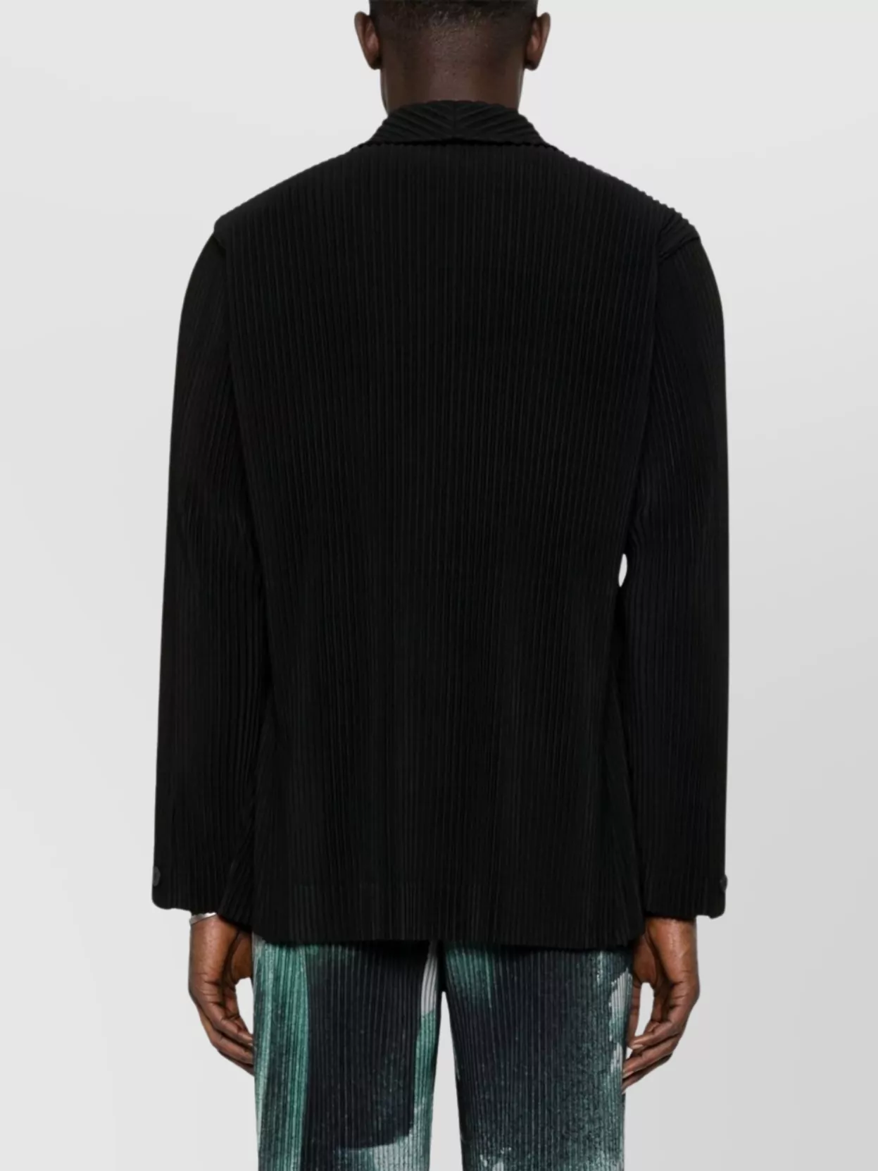 Issey Miyake Double-breasted Textured Fabric Jacket In Black