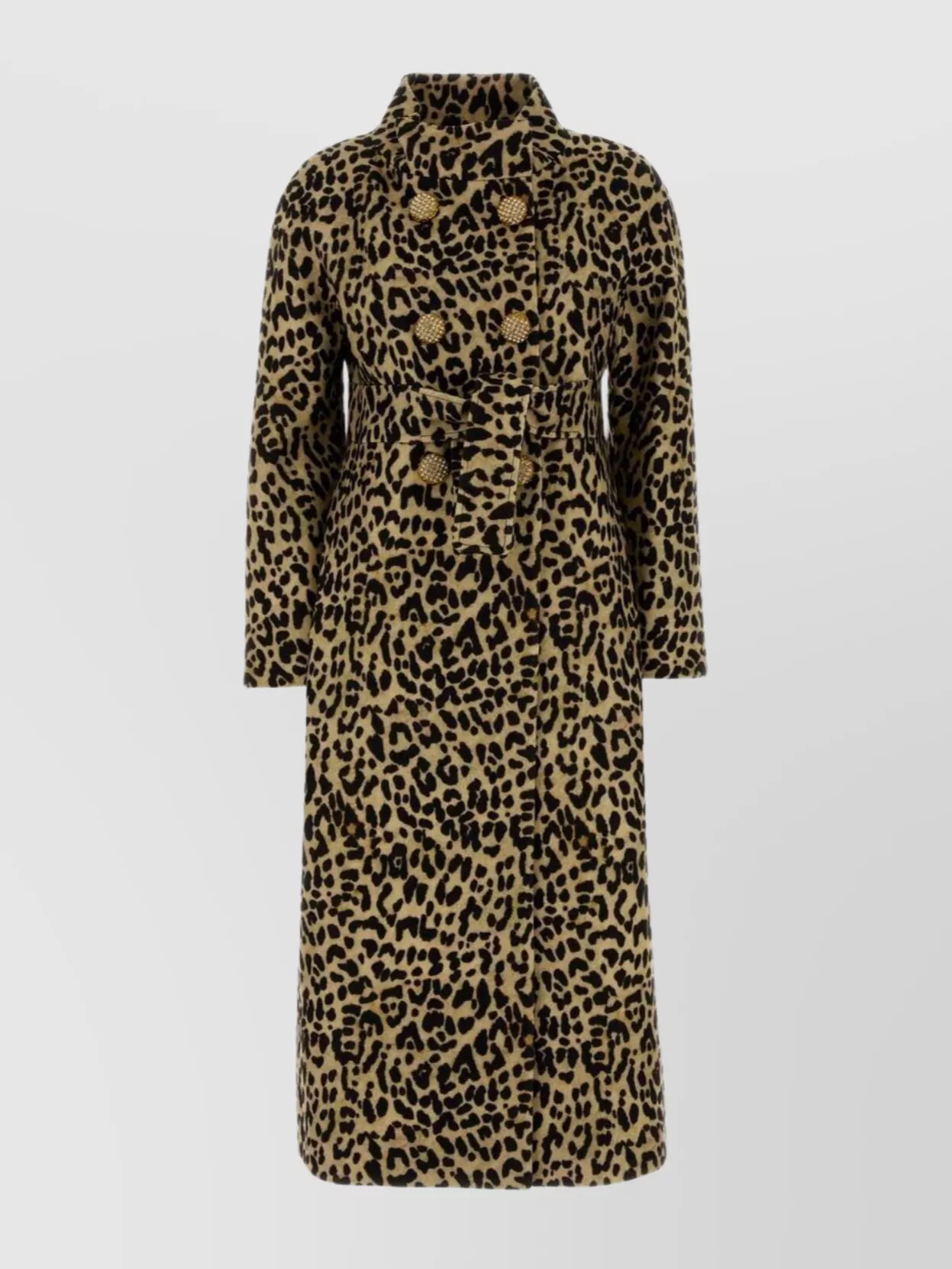 Valentino Animal Print Belted Wool Coat In Animal Print