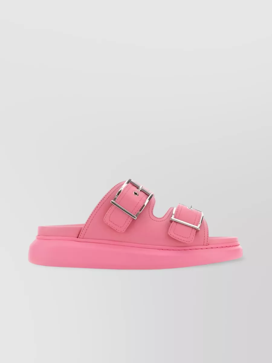 Shop Alexander Mcqueen 50mm Dual-buckle Open Toe Sandals In Pink