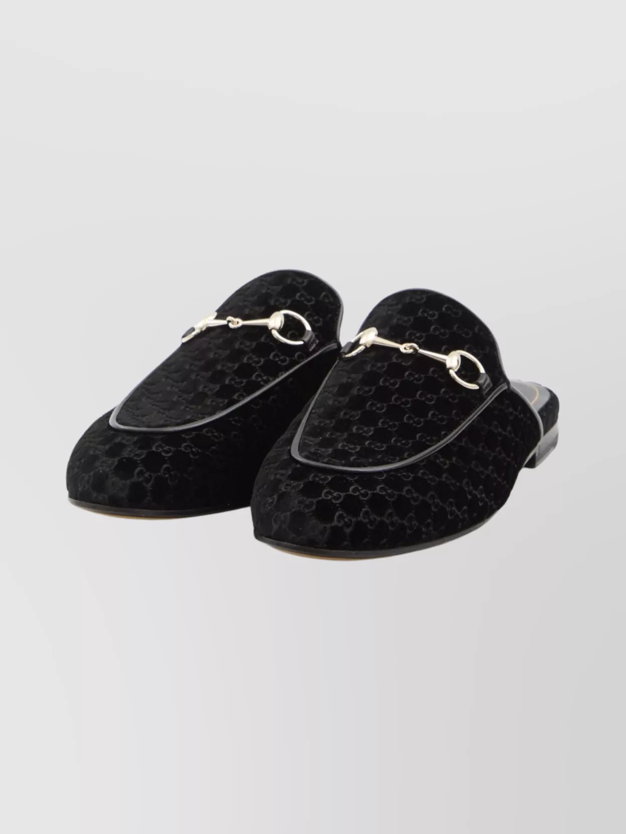 Gucci Monogrammed Velvet Slip-on Footwear In Black