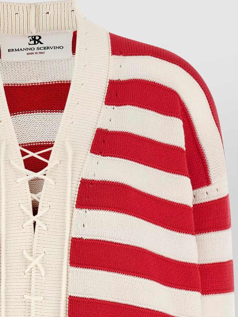 Ermanno Scervino Crochet Cardigan V Neck Long Sleeves