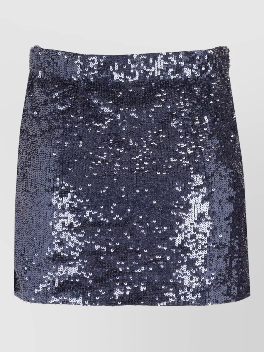 P.a.r.o.s.h Sequin Embellishment Straight Skirt Midi Length In Blue