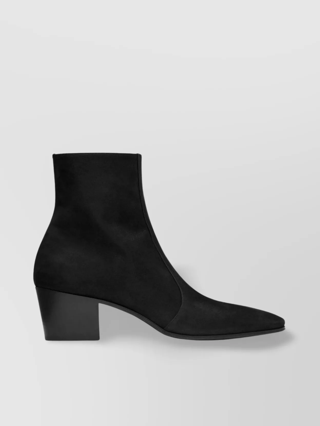 Shop Saint Laurent Streamlined Almond Toe Block Heel Ankle Boots In Black