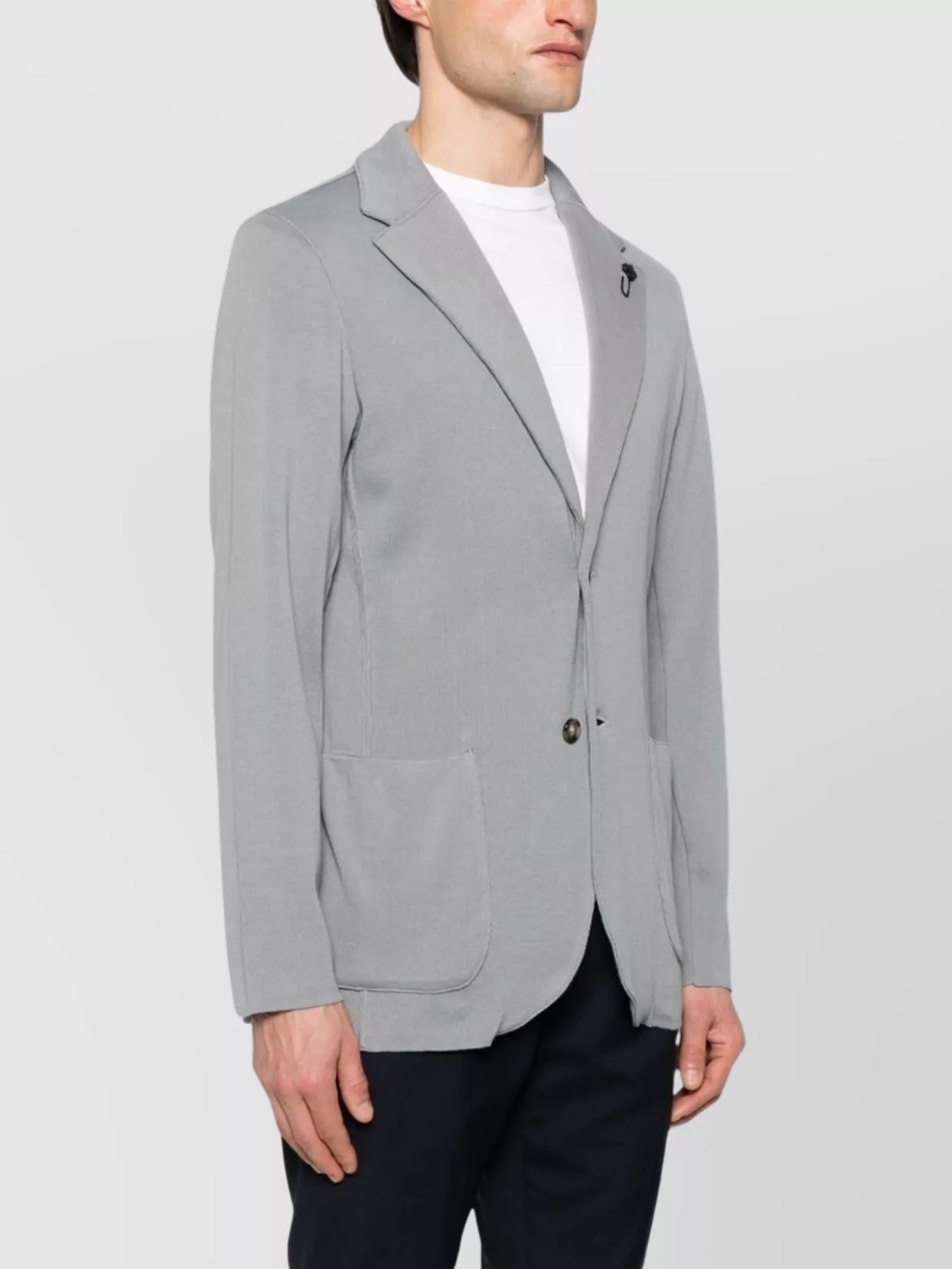 Lardini Medium Grey Cotton Jacket With Notched Lapels In Gray
