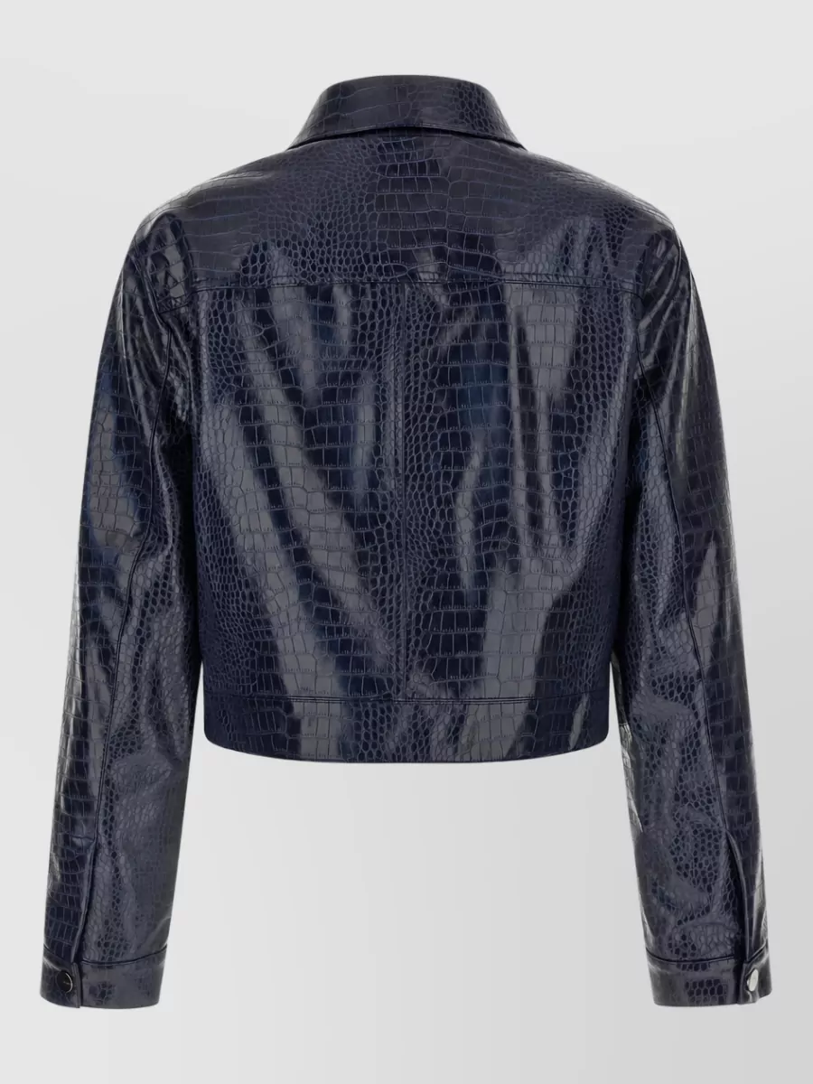 Pinko Crocodile Effect Cropped Single Breasted Coat