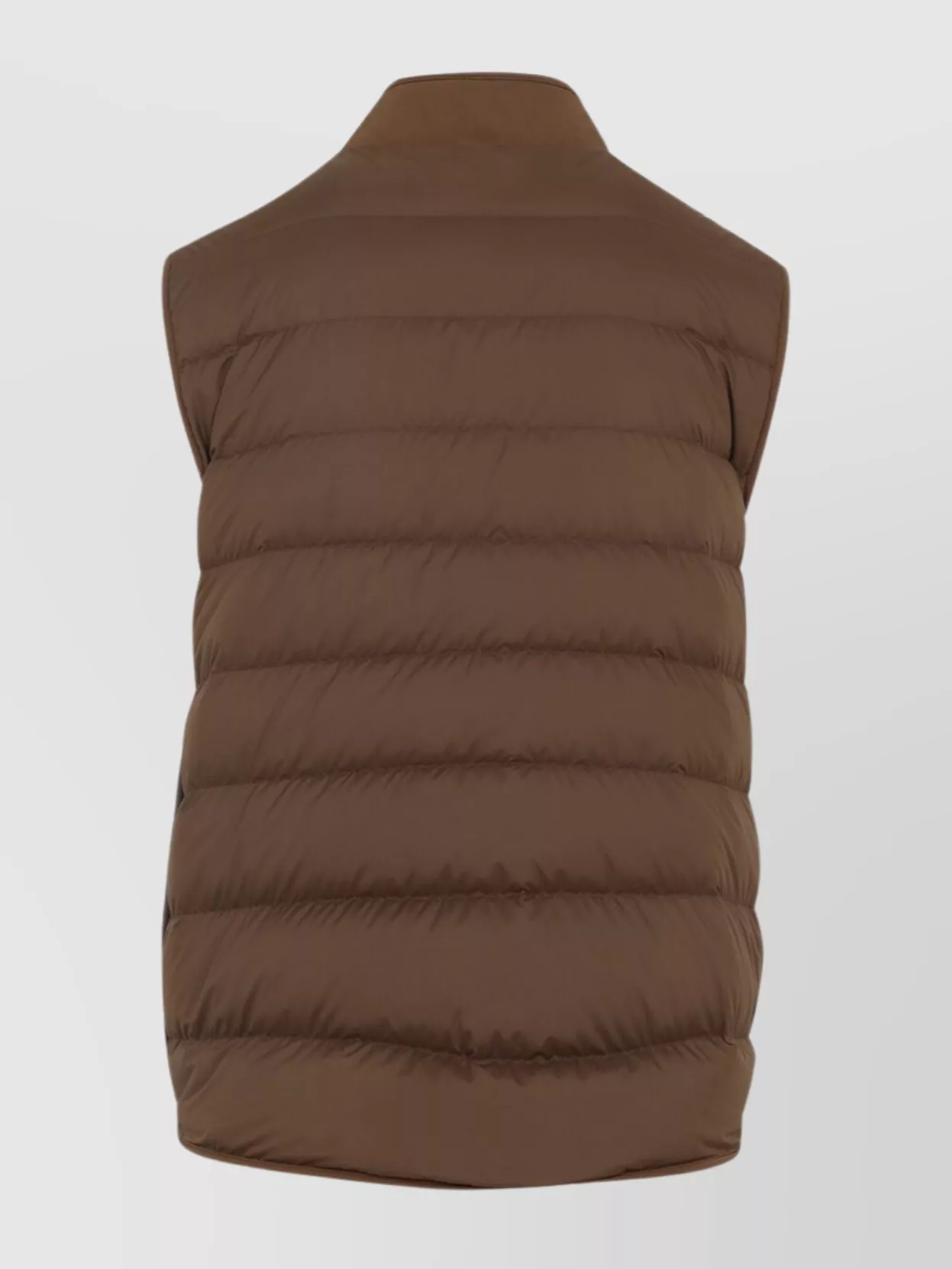 Moncler High Collar Quilted Vest Pockets In Brown