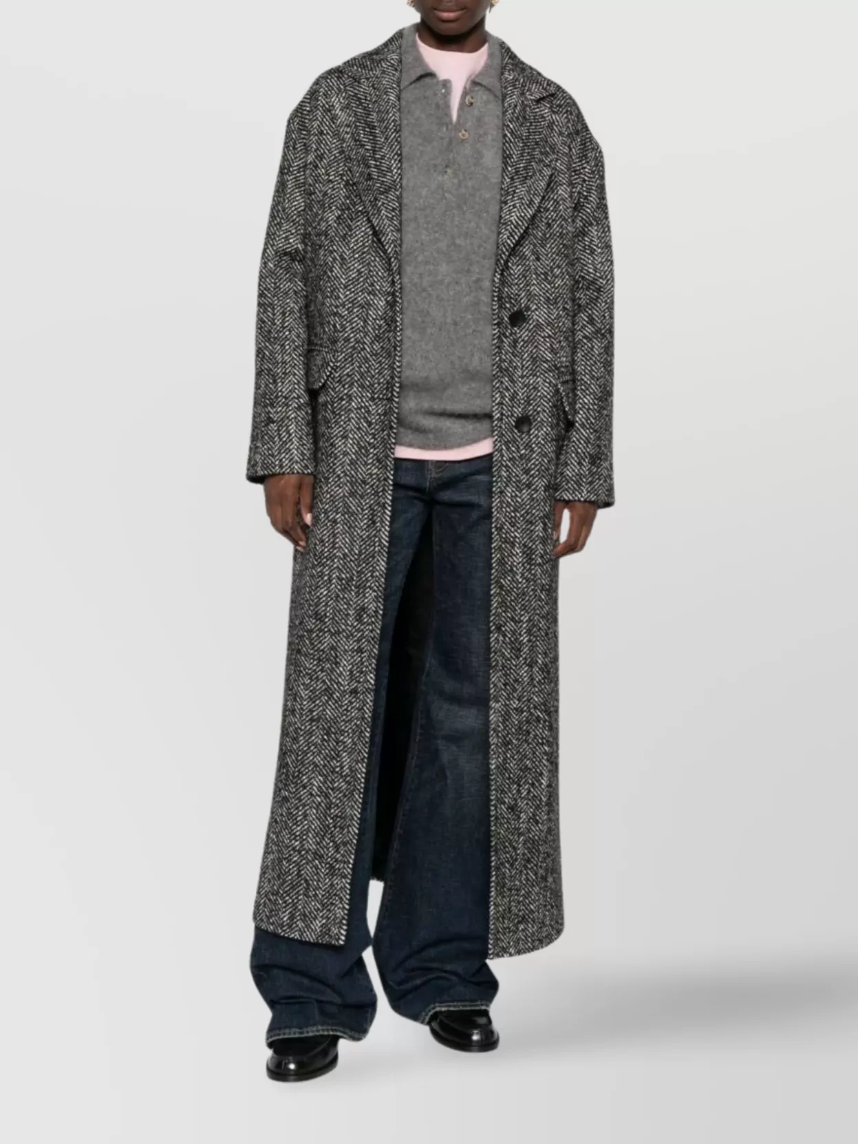 Tagliatore Long Single-Breasted Wool Blend Coat