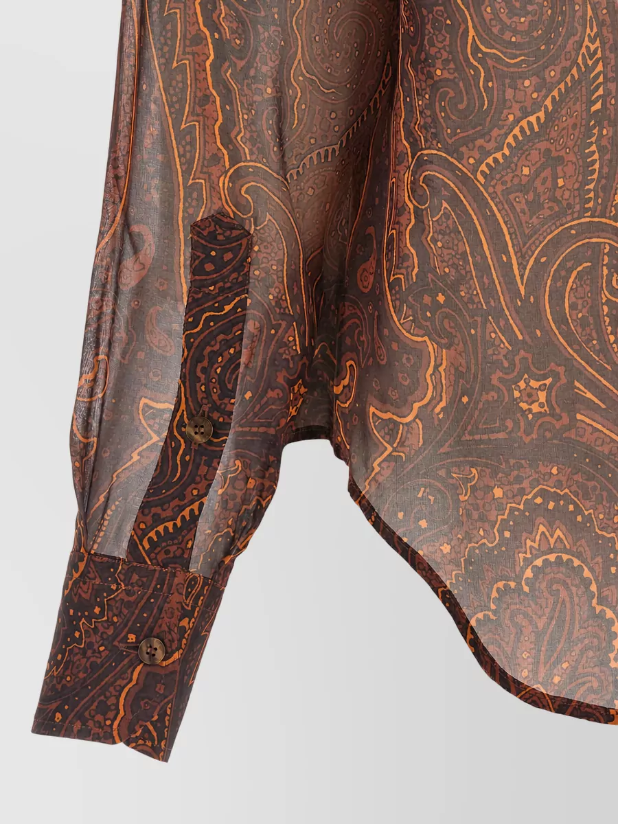 Etro Silk Paisley Ruffled Shirt