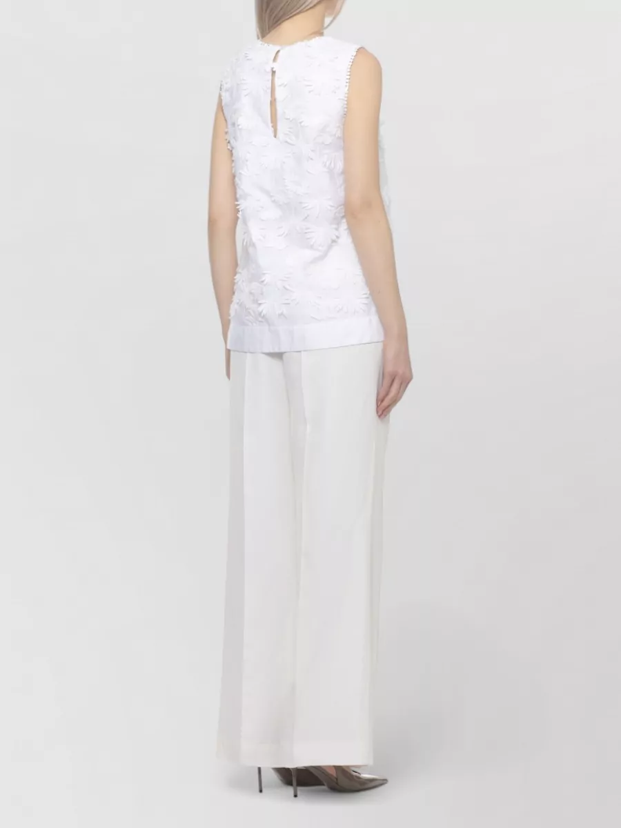Parosh Cotton Sleeveless Embroidered Blouse