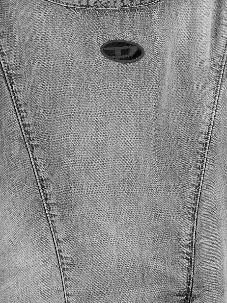 Diesel Denim Pleated Panelled Mini Dress