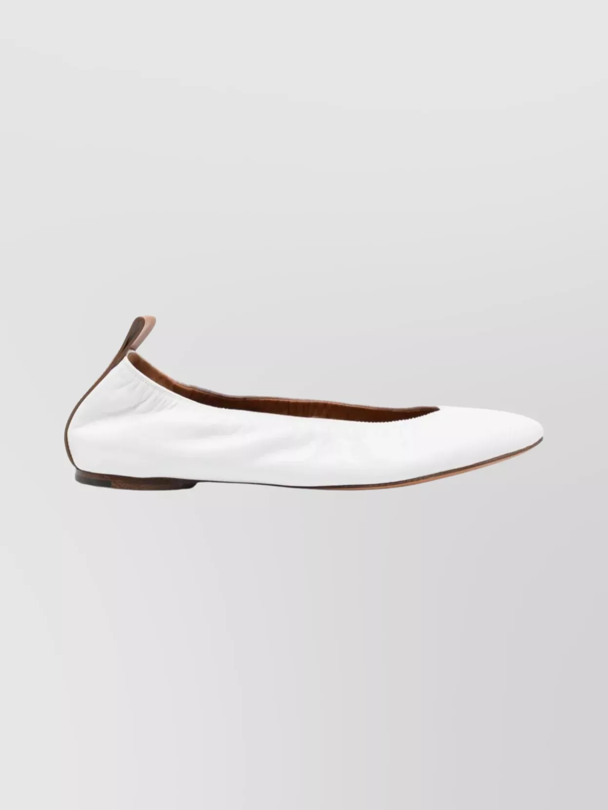 Lanvin Round Toe Ballerina Shoes With Leather Sole In White