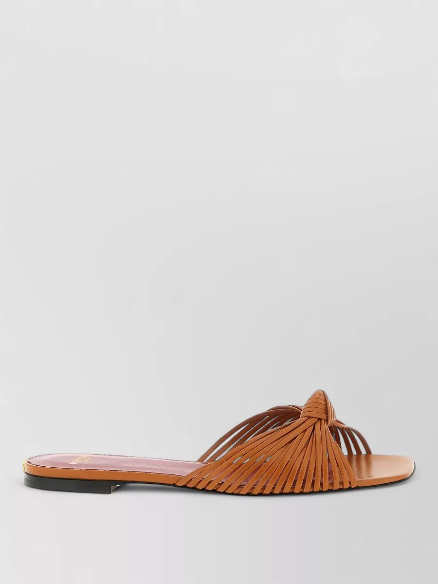 Valentino Garavani Leather Knot-Detail Slides