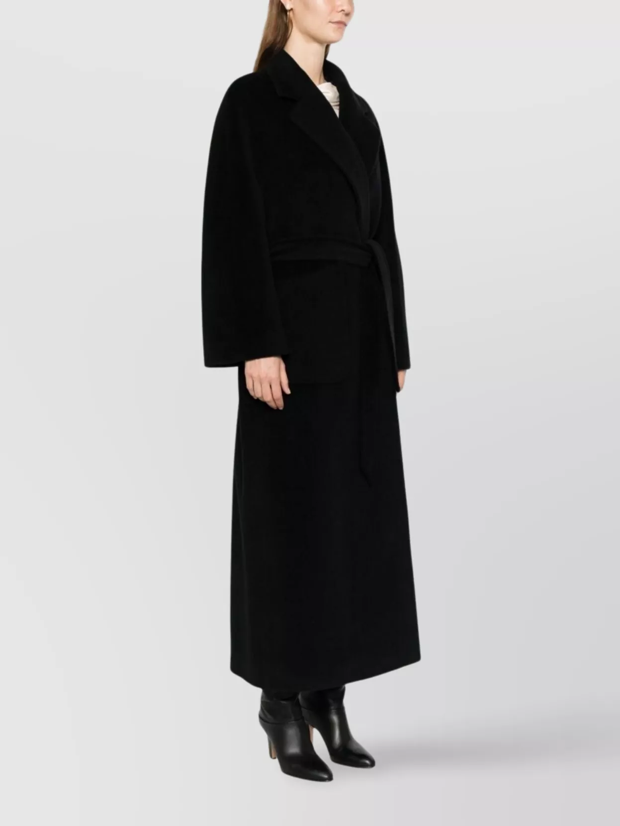 Tagliatore Long Wool Coat Belted Waist