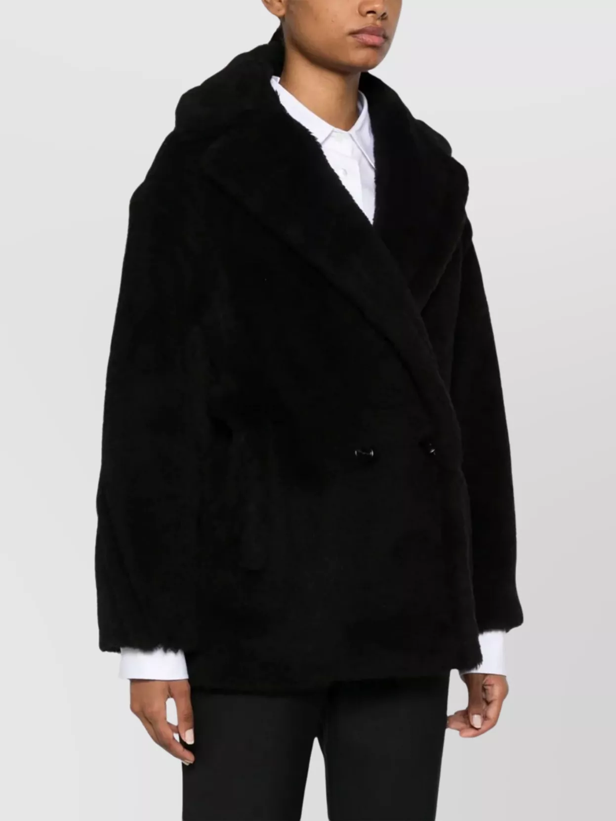 Max Mara Oversized Alpaca And Wool Double-breasted Coat In Black