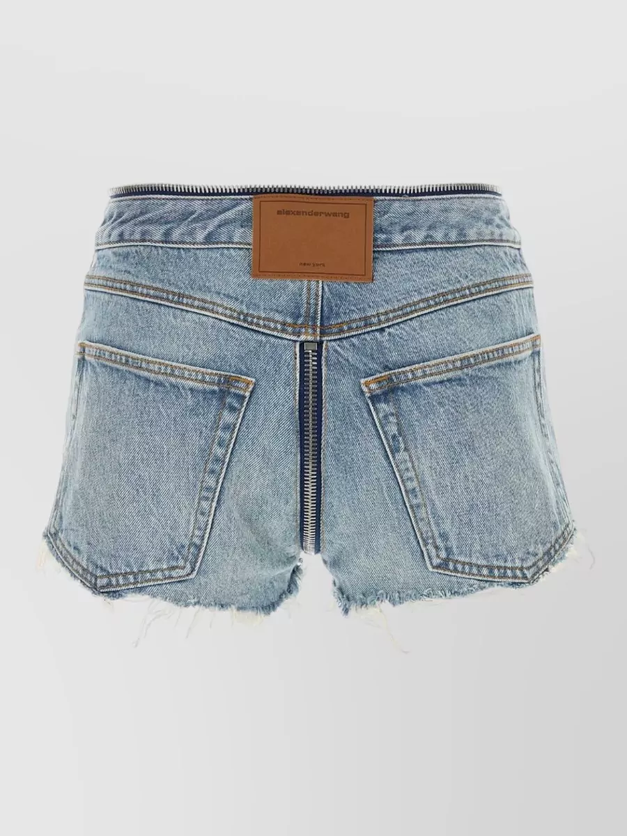 Alexander Wang High-Rise Distressed Frayed-Hem Denim Shorts