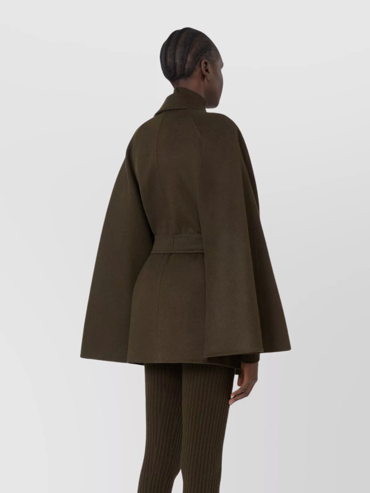 Max Mara Camel Wool Oversized Belted Cape In Brown