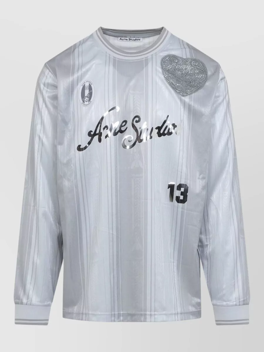 Acne Studios Crew Neck Long Sleeve Knit Sweater In Silver