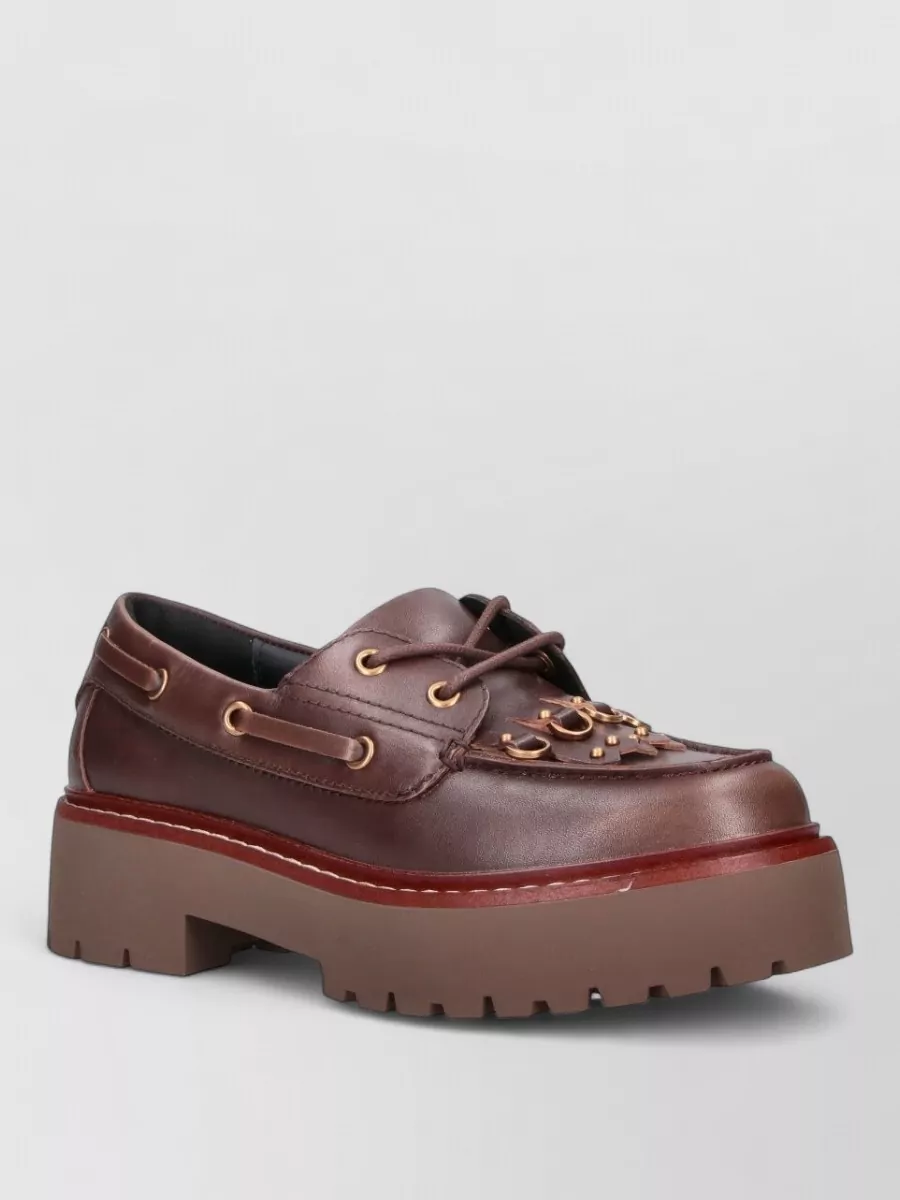 Pinko Calf Leather Platform Loafers