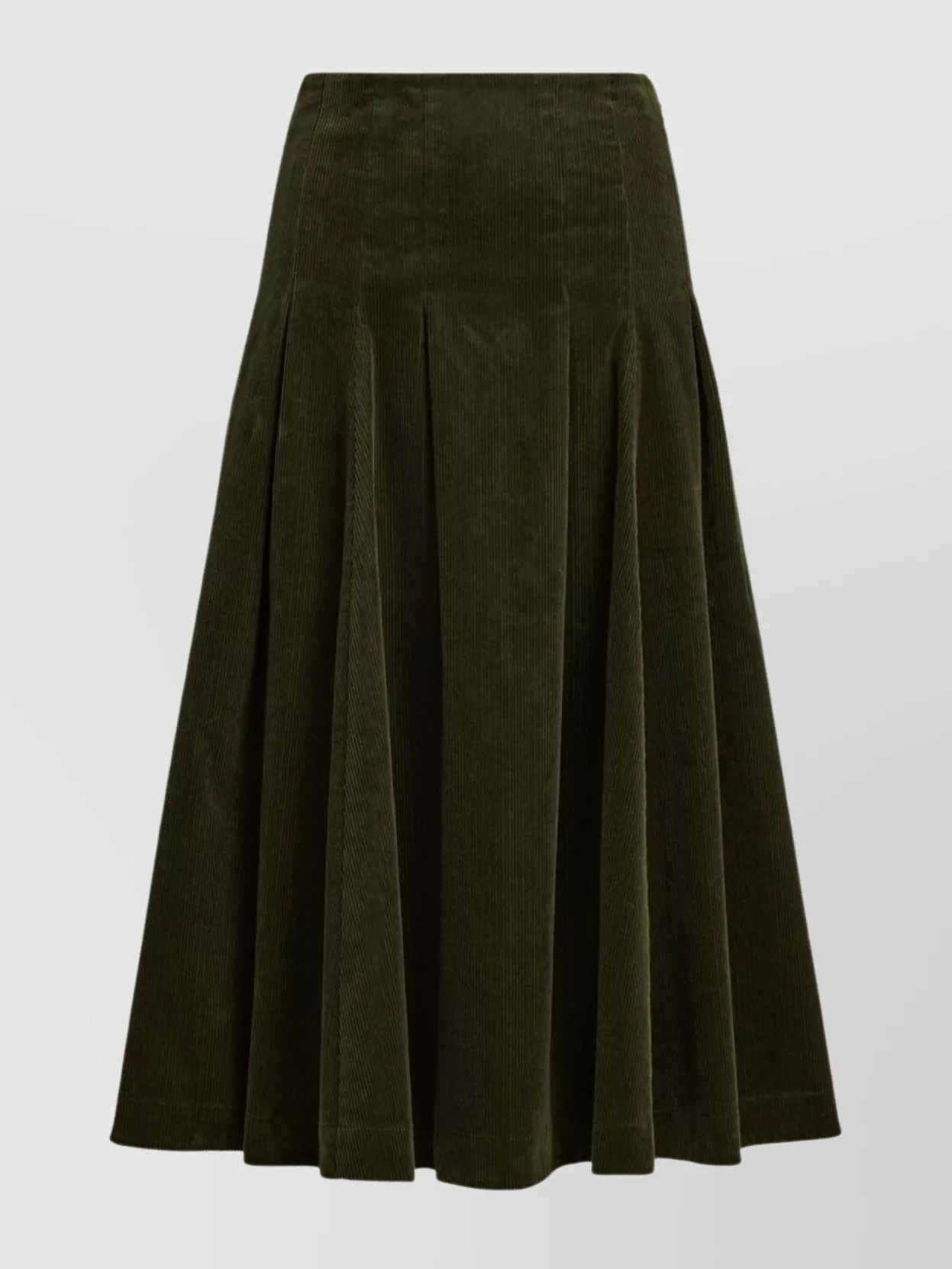 Ralph Lauren A-line Pleated Cotton Skirt In Green