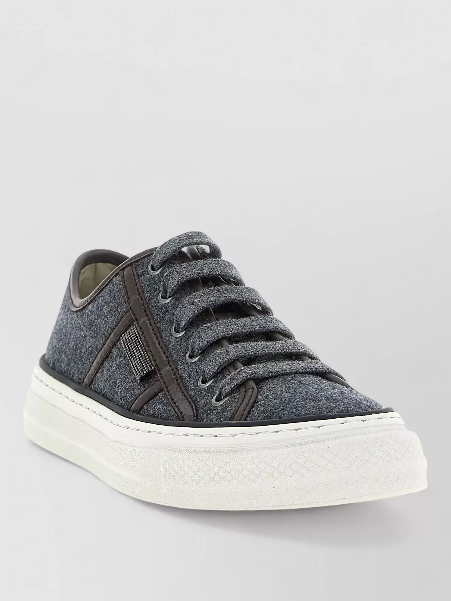 Brunello Cucinelli wool low-top lace-up sneakers