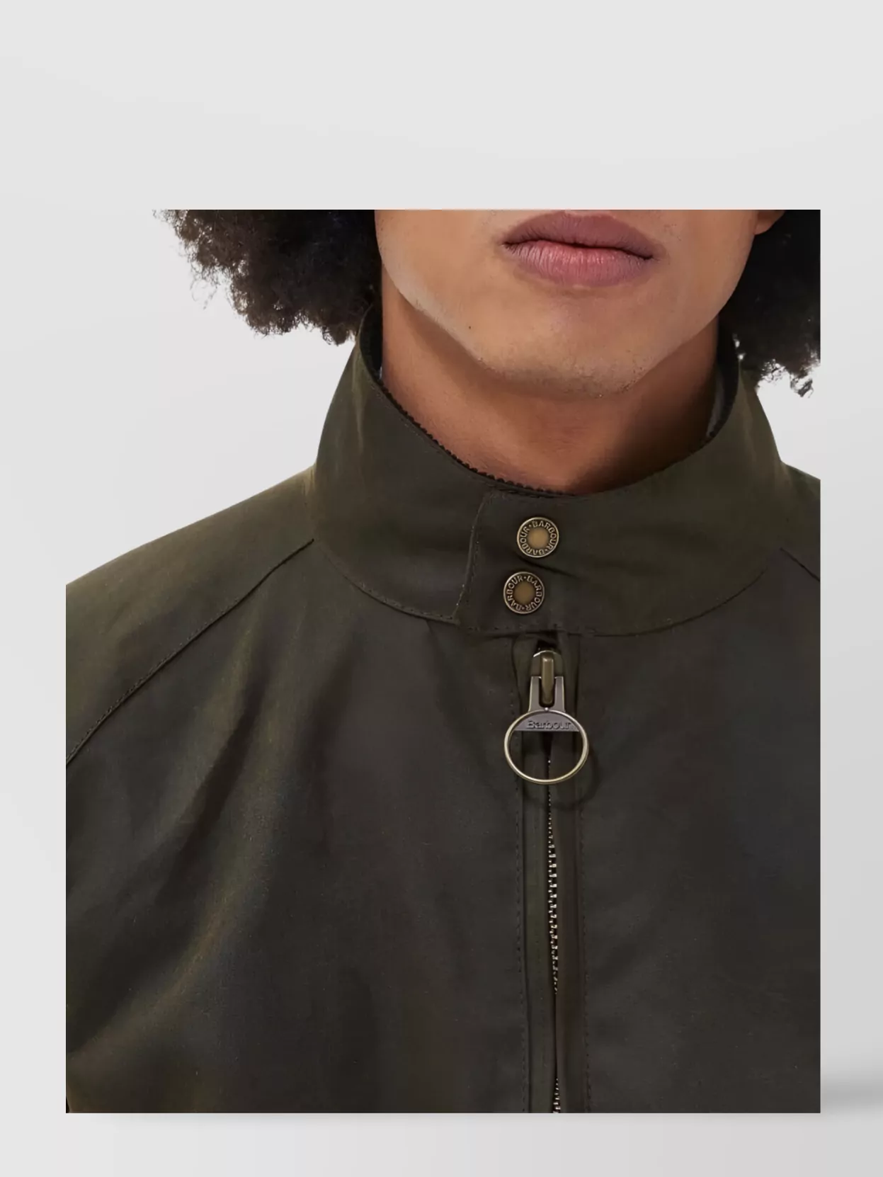 Baracuta Unisex Waxed Jacket With High Collar And Pockets In Green