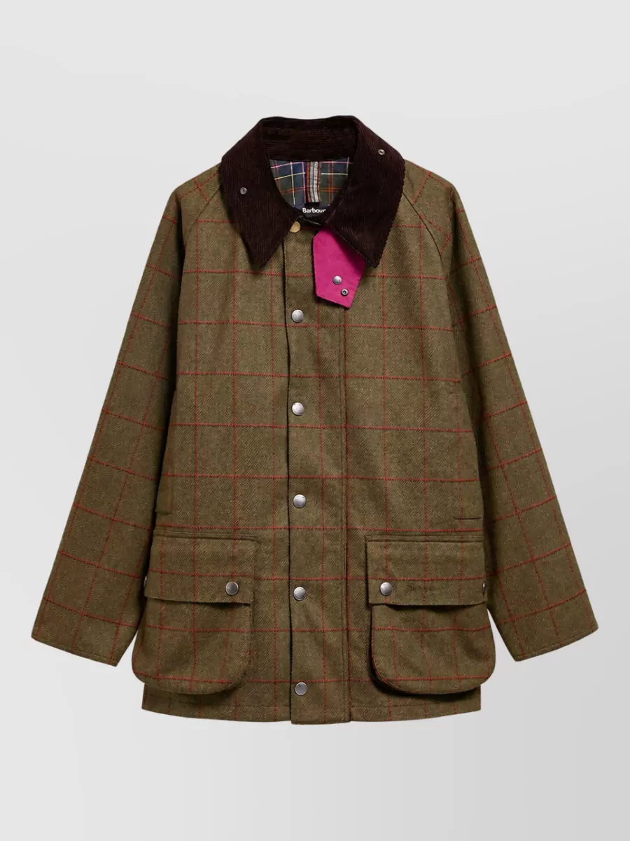 Barbour Wool Checked Single Breasted Coat