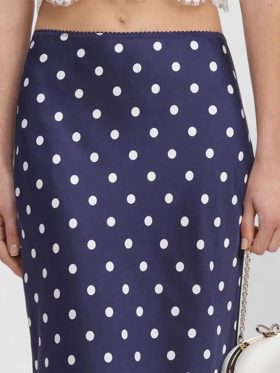 Self-Portrait Lace Appliqué Midi Skirt