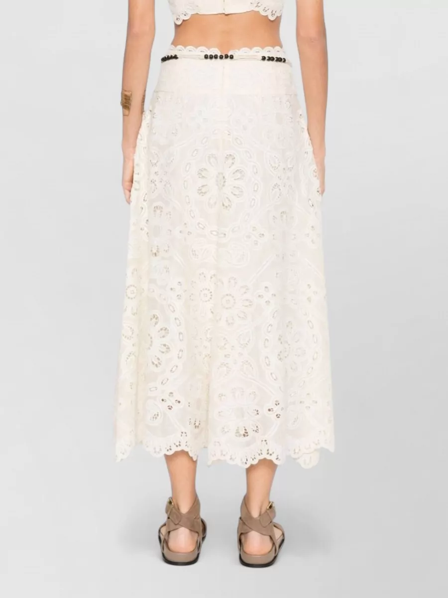 Zimmermann Embroidered Midi A-Line Skirt