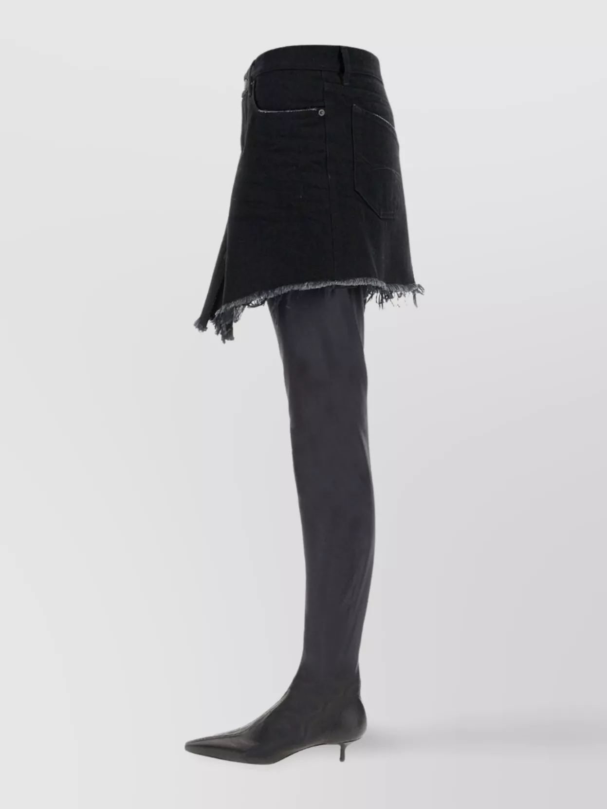 Balenciaga High Waist Japanese Denim Mini Skirt In Black