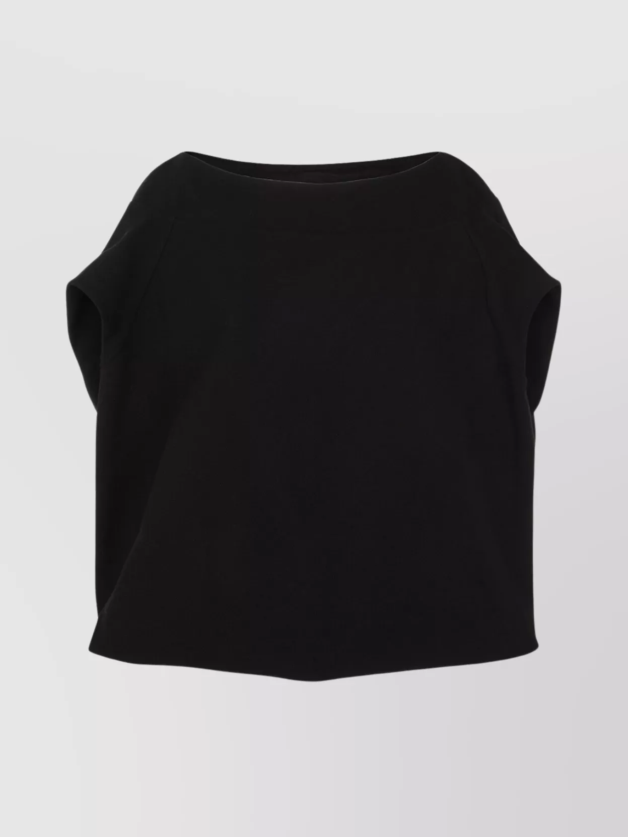 Dries Van Noten Textured Fabric Boat Neck Short Sleeve Top In Black