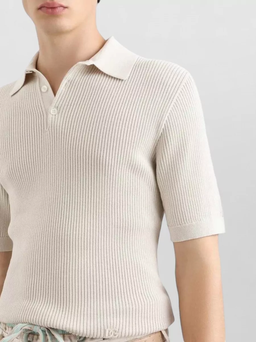 Dolce&Gabbana Ribbed Short-Sleeve Polo Shirt