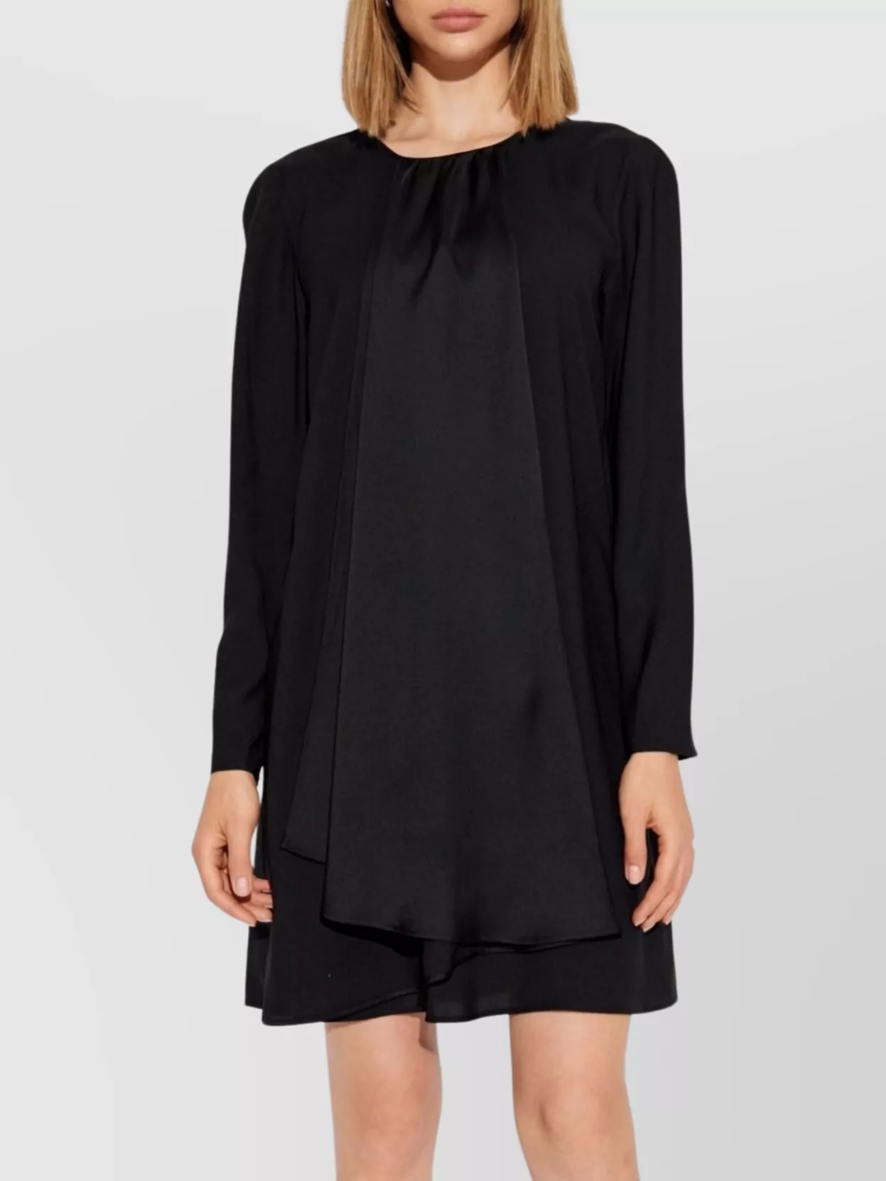 Emporio Armani Pleated Dress With Gathered Layers And Sheer Construction