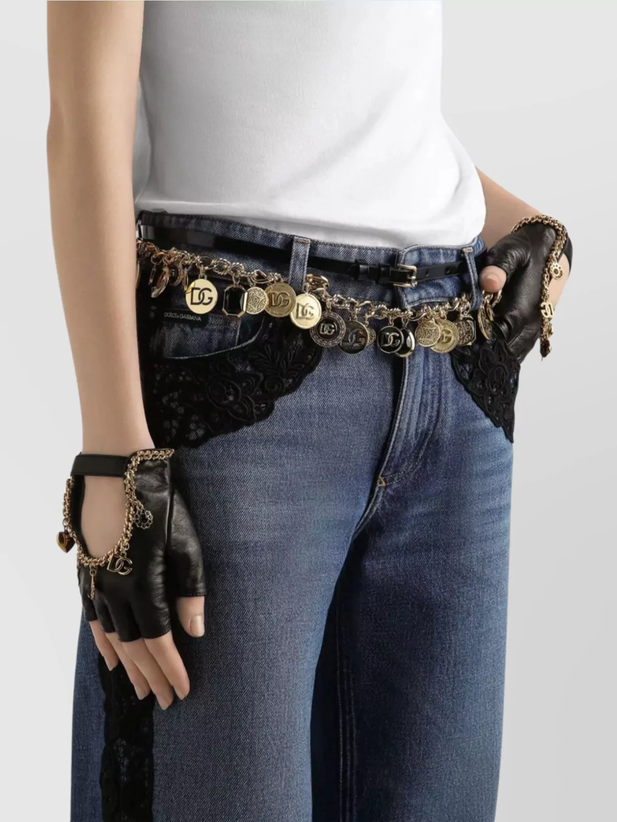 Dolce&Gabbana Wide Leg Lace Detail Trousers