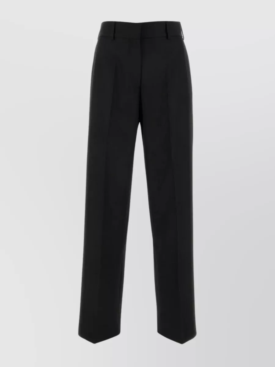 Shop Palm Angels Wide-leg Pleated Trousers With Belt Loops In Black