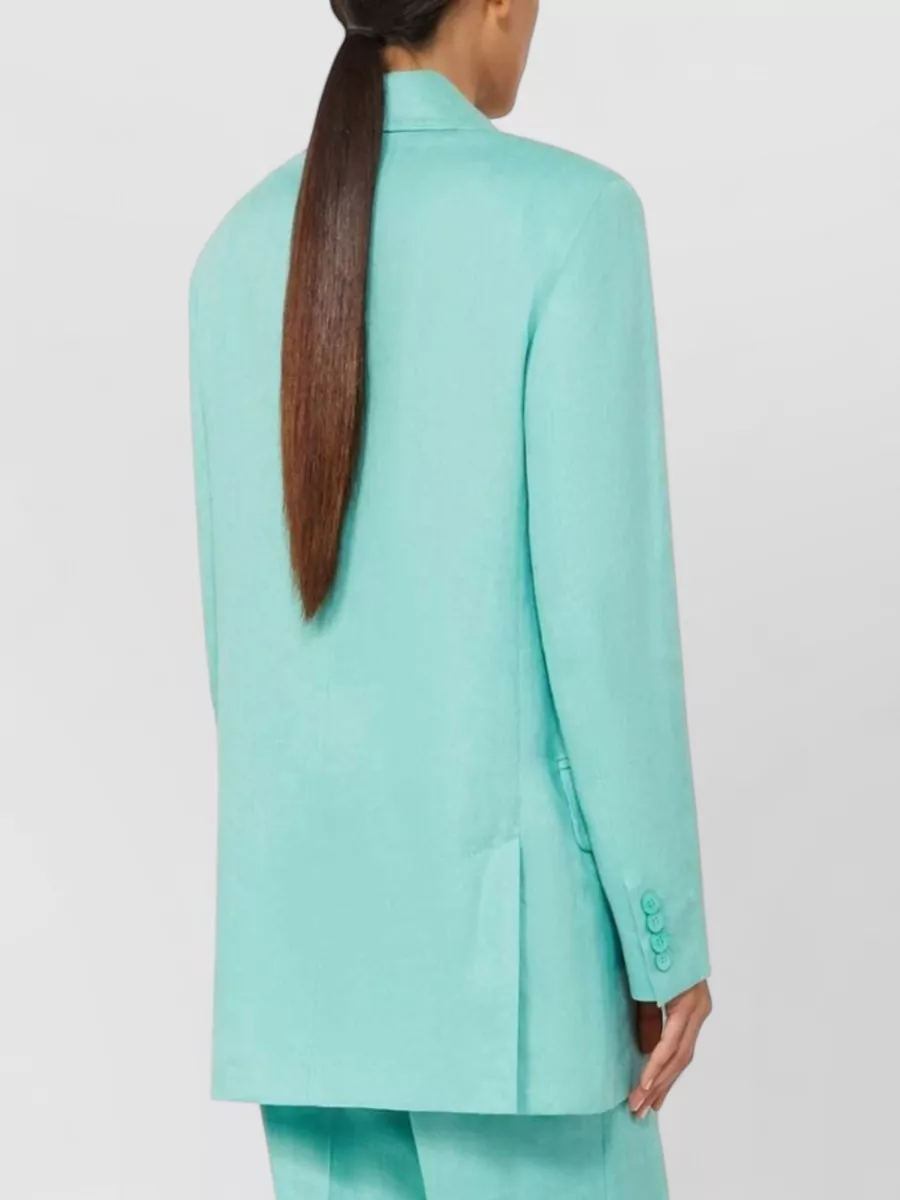 Max Mara Linen Chevron Double-Breasted Blazer