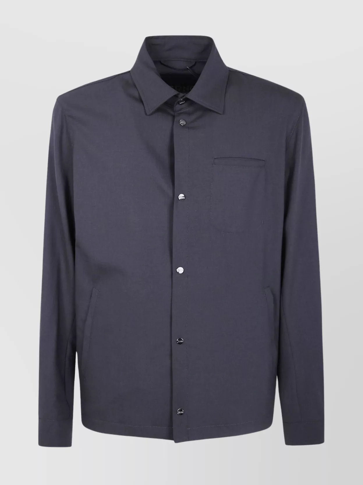Herno Collared Neck Front Pocket Long Sleeves Jacket In Blue